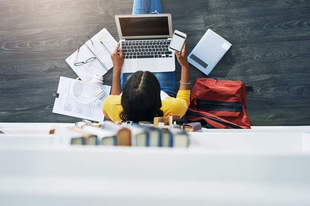 Student studying online from anywhere with GLA Online – UGC recognised degree